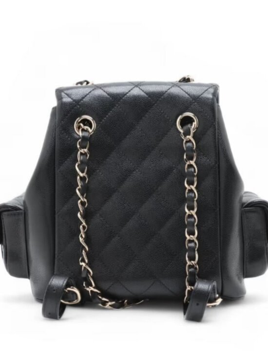 Chanel CC Logo Matelasse Caviar Skin Chain Backpack Black main image 9